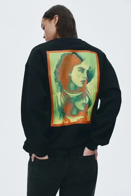 Женская толстовка оверсайз H&M с принтом Billie Eilish, черная