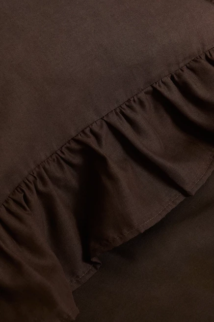 Flounced King/Queen Duvet Cover Set dark brown