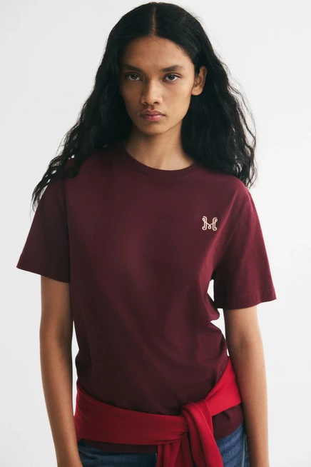Cotton T-Shirt dark red/champs élysées