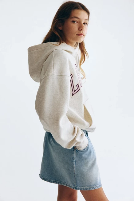 Детская толстовка H&M на молнии с капюшоном, бежевая