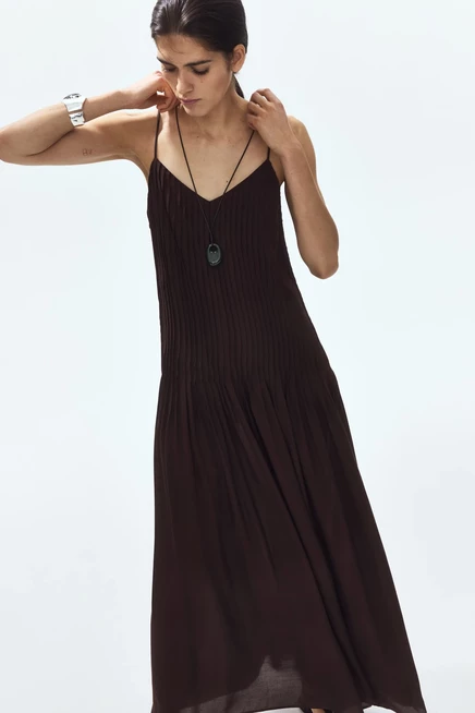 Женское платье H&M из модала со складками, темно-коричневое