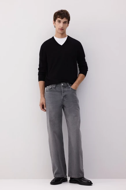 Мужские джинсы H&M Loose Straight свободные, тёмно-серые