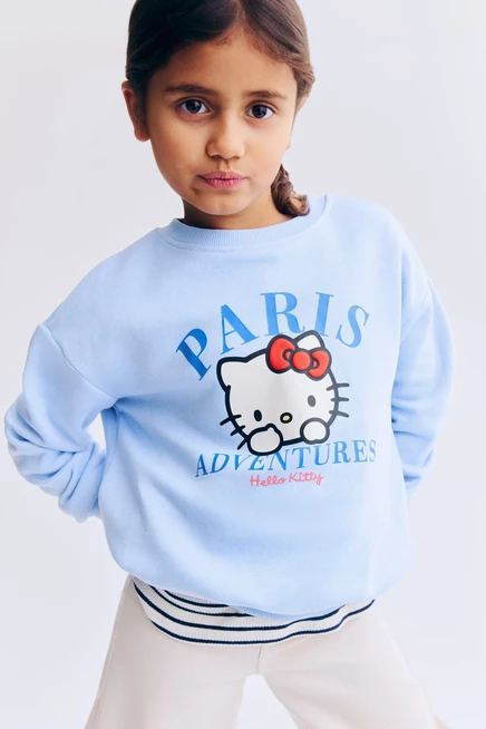 Детский свитшот H&M с принтом Hello Kitty, светло-голубой