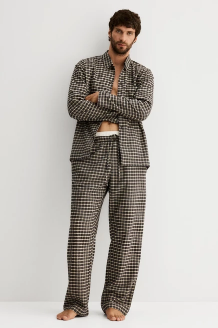Фланелевая пижамная рубашка и брюки dark blue/checked