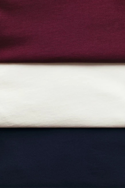 3-Pack Long-Sleeved T-Shirts navy blue/cream/dark red
