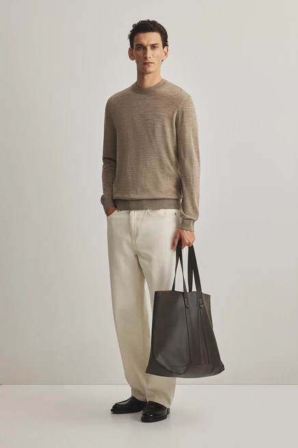 Мужской свитер H&M из мериносовой шерсти, бежевый