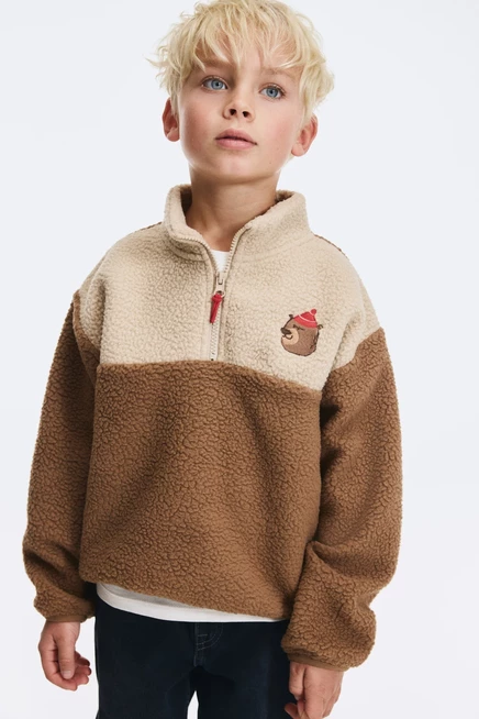 Детская толстовка H&M плюшевая, светло-коричневая