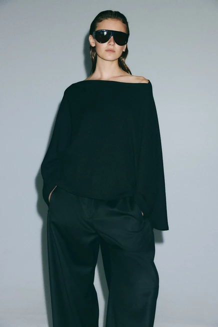 Женский топ H&M с рукавами летучая мышь, черный