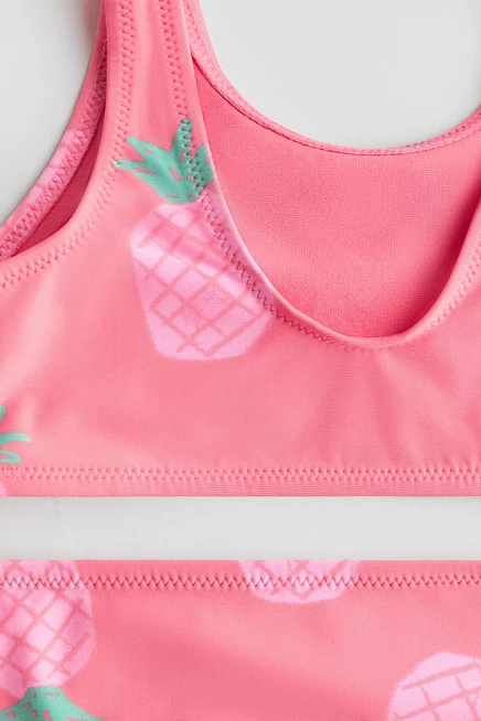 Купальник для девочек H&M раздельный, коралловый с ананасами