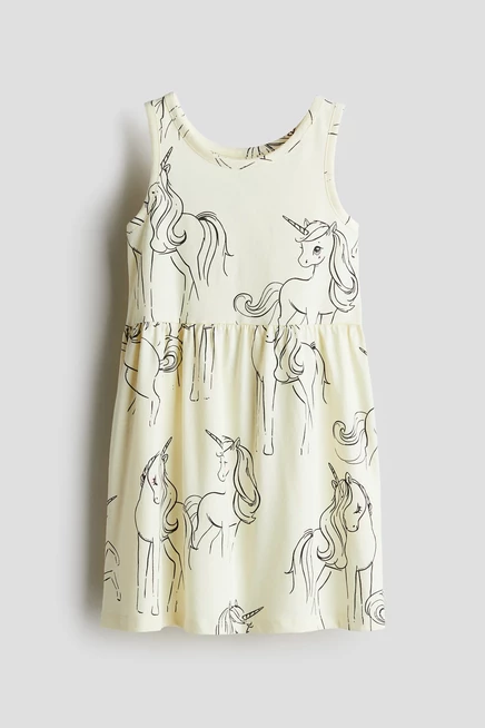 Детское платье H&M Ladybug с единорогами, светло-жёлтое
