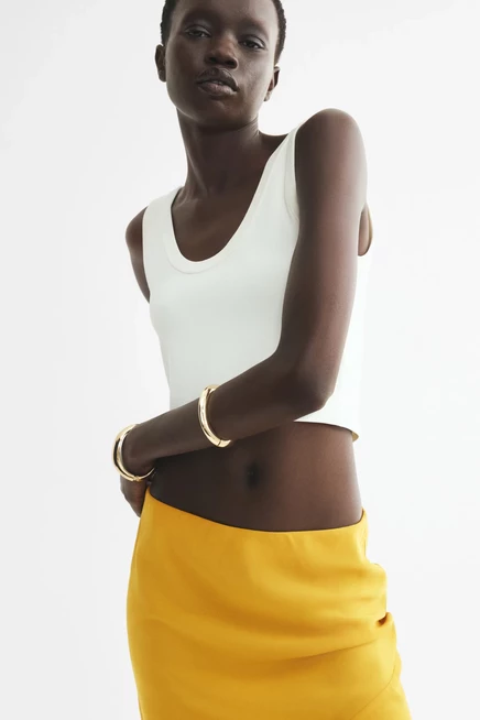 Satin Slip Skirt orange