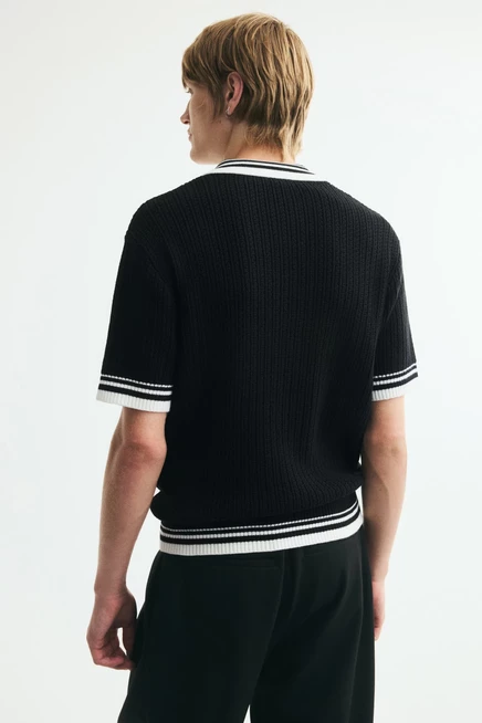 Regular-Fit Textured-Knit Polo Shirt black/color block