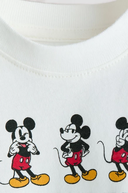 Printed Cotton T-Shirt white/mickey mouse