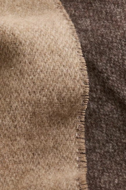 Wool-Blend Throw with Fringe dark taupe melange