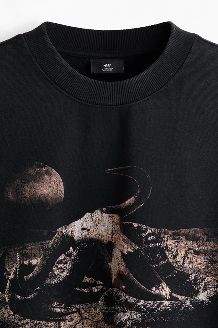 Мужской свитшот H&M оверсайз, черный с принтом Reality bites
