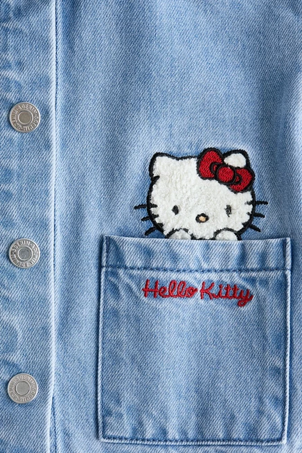 Детская джинсовая куртка H&M с вышивкой, синяя «Hello Kitty»