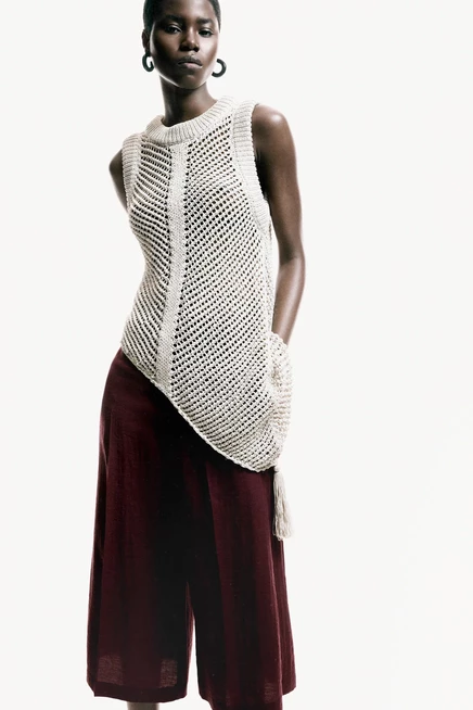 Dressy Linen-Blend Culottes burgundy