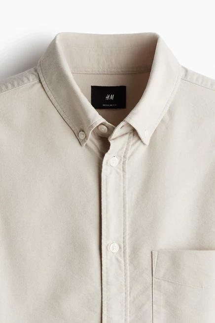 Мужская рубашка H&M Oxford прямого кроя, светло-бежевая