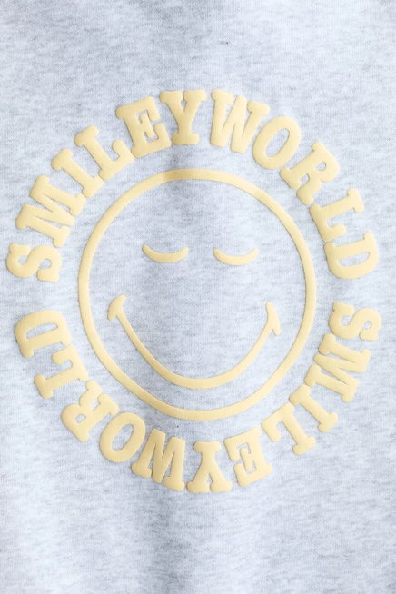 Детская худи H&M с принтом Smileyworld, серо-меланж