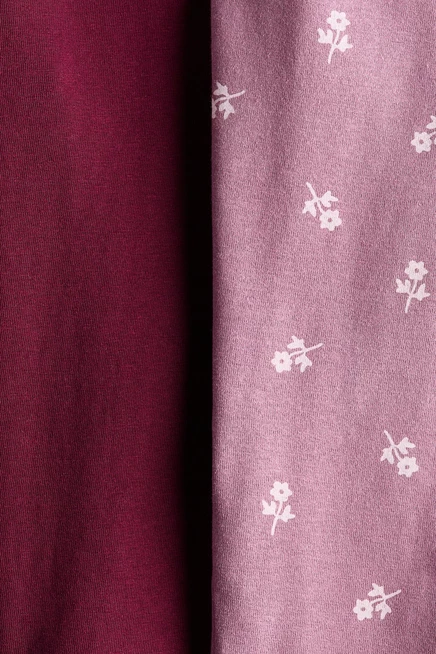 2-Pack Cotton Leggings dusty purple/floral