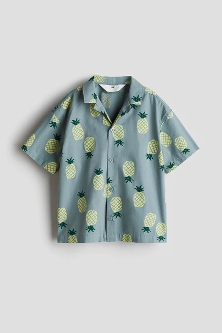 Детская рубашка H&M, темно-бирюзовая с ананасами