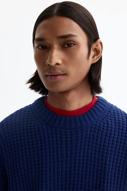Мужской свитер H&M прямого кроя, темно-синий