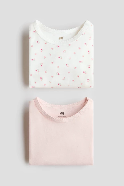 Детские боди H&M, 2 шт., светло-розовые с цветами