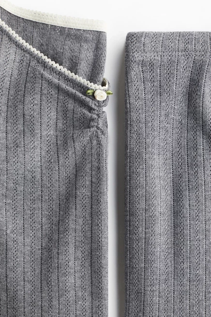 Женская пижама H&M хлопковая с ажурной вязкой, темно-серая