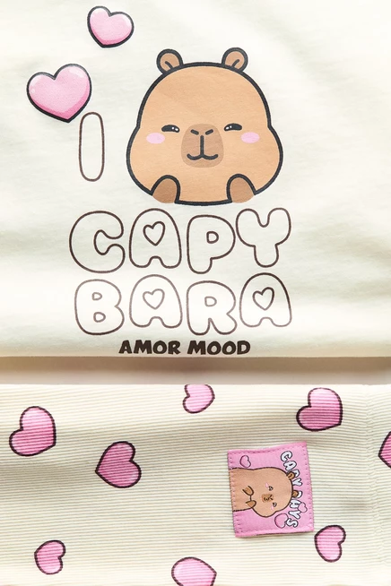 2-Piece Printed Cotton Set cream/capyfun