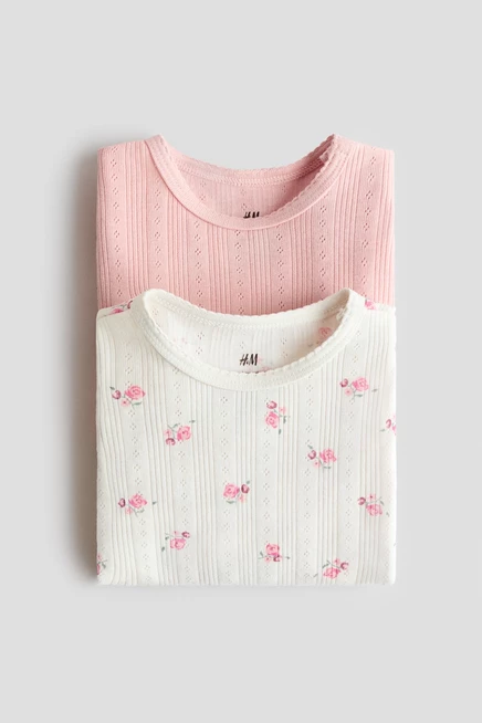 Боди для младенцев H&M 2 шт., хлопок, розовые/в цветочек