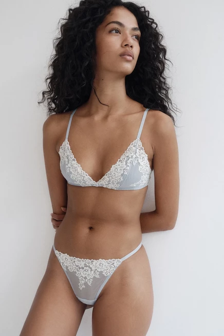 Женские стринги H&M, 2 пары, голубые и кремовые
