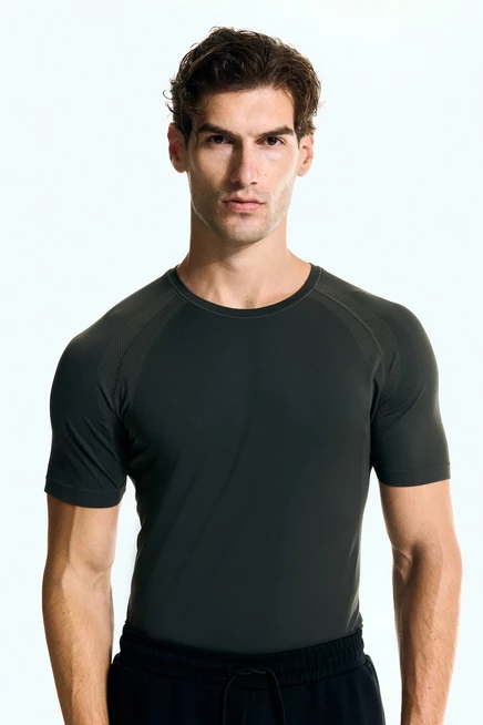 Мужская спортивная футболка H&M Move Muscle Fit DryMove, темно-зеленая