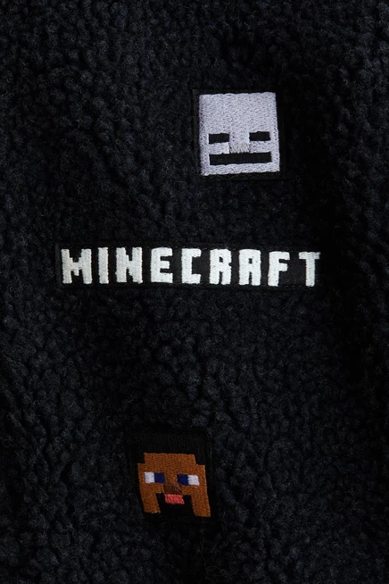 Appliquéd Teddy Fleece Jacket navy blue/minecraft