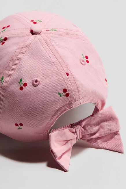 Детская кепка H&M с бантом, розовая с вишнями