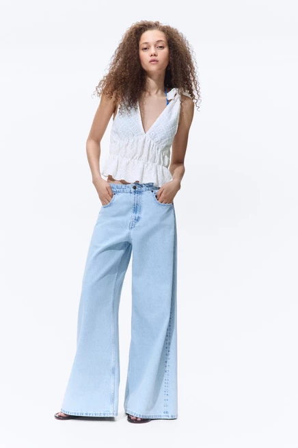 Женский топ H&M из ажурного трикотажа, белый
