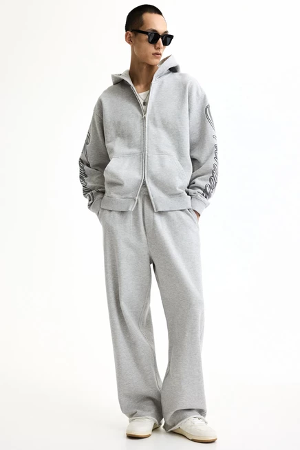 Мужские брюки H&M Oversized с принтом, серый меланж
