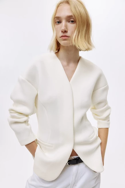 Женский пиджак H&M из неопрена, белый