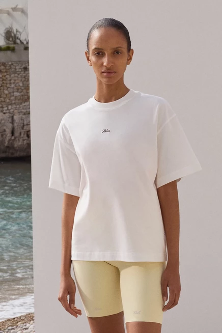 Женская футболка H&M оверсайз, белая/солнечная