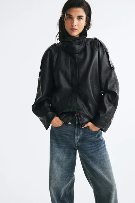 Oversized Coated Jacket black