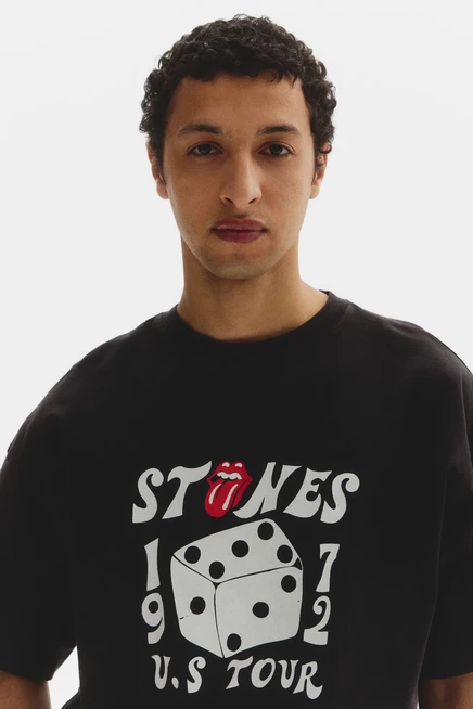 Мужская футболка H&M оверсайз Rolling Stones, черная