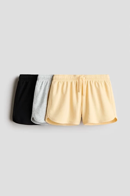 Детские спортивные шорты H&M, 3 пары, желтые/серые/черные
