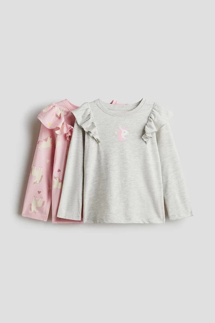 Детские топы H&M, набор из 2 с принтом, розовые