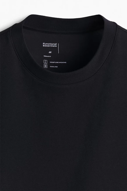 Мужская футболка H&M Regular Fit охлаждающая, черная