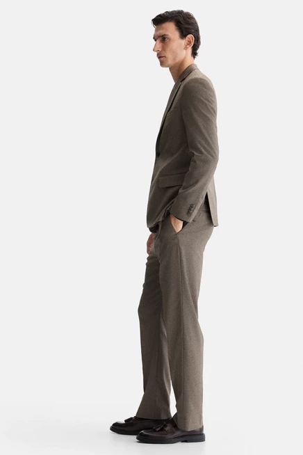 Мужской пиджак h&m regular fit, однобортный, тёмно‑бежевый