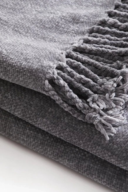 Chenille Throw dusty blue