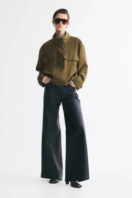Funnel-Collar Jacket khaki green