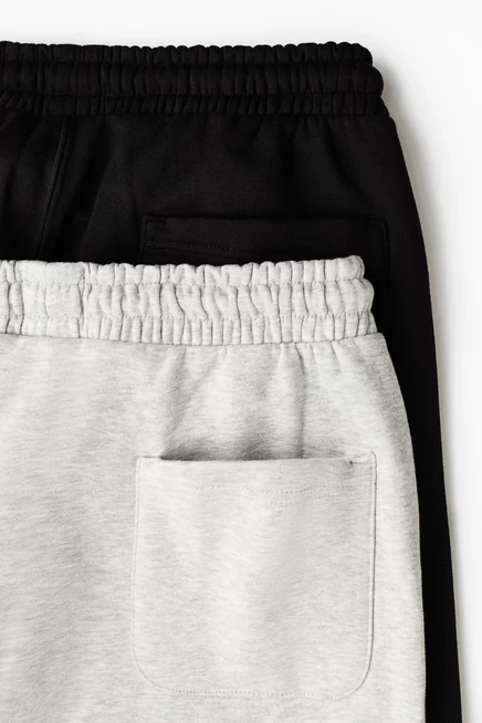 Мужские шорты H&M, 2 шт., прямого кроя, черный/светло-серый меланж