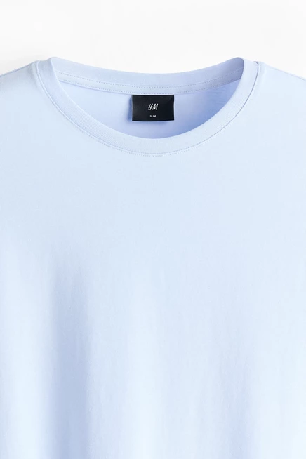 Мужские приталенные футболки H&M, 3 шт., светло-голубые