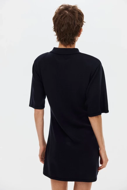 Женское платье-поло H&M тонкой вязки, темно-синее