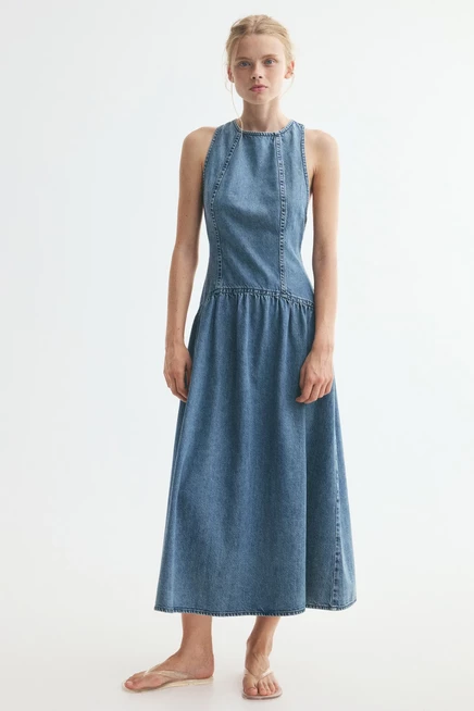 Женское платье H&M из денима, голубое